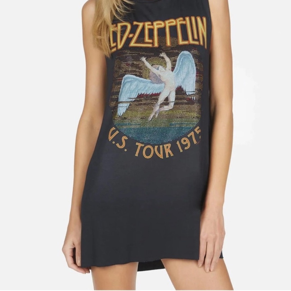 Lauren Moshi Black Led Zeppelin Tour Muscle Tee - Picture 2 of 4